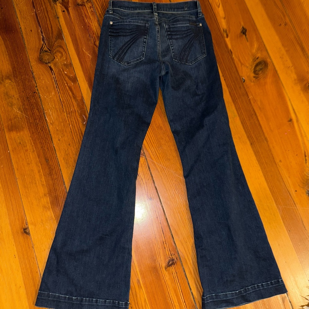 7 For All Mankind Blue Flare Wide Leg Jeans